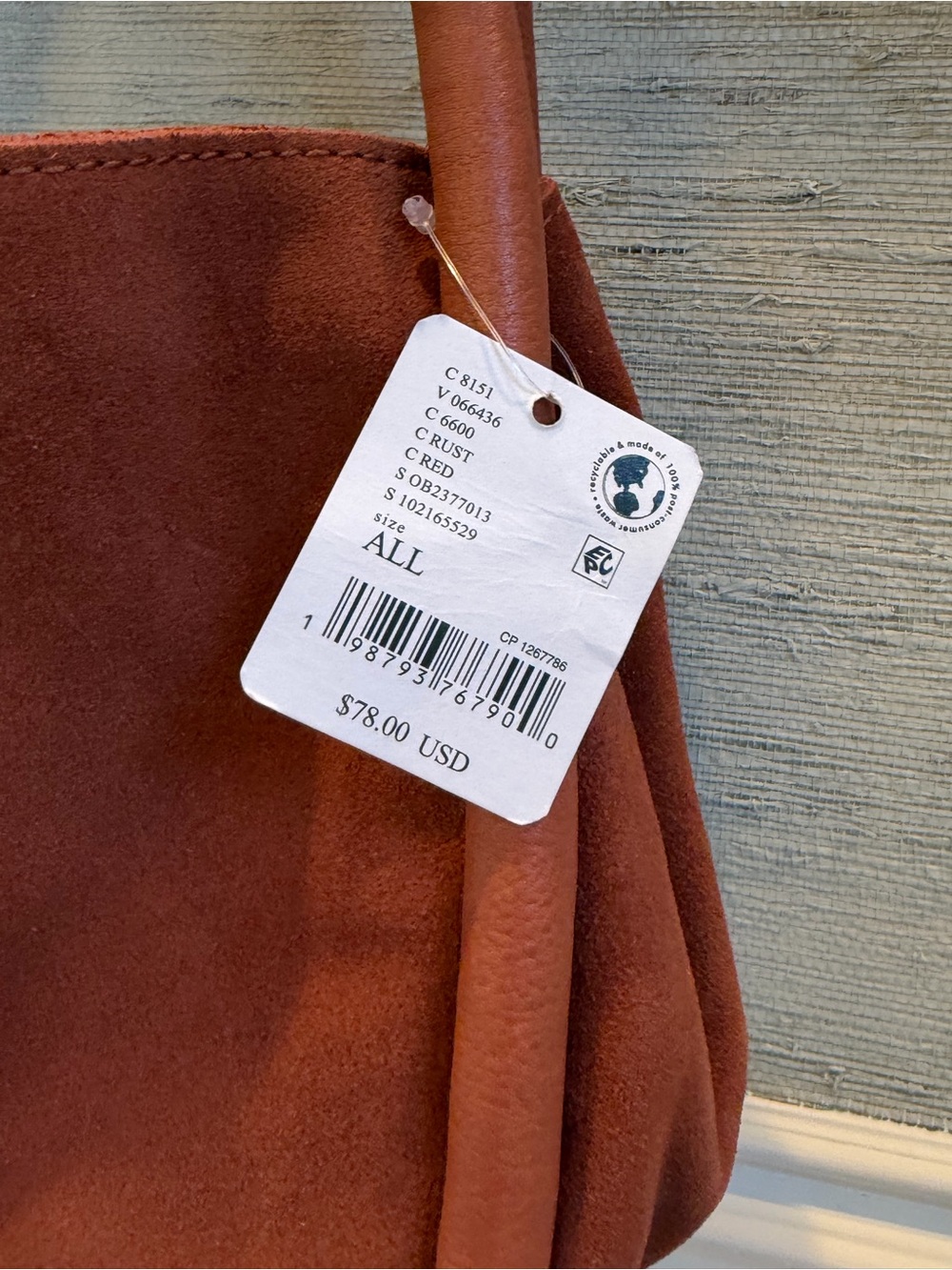 NWT new free people Barlow suede bucket bag tote rust orange brown - Picture 5 of 16
